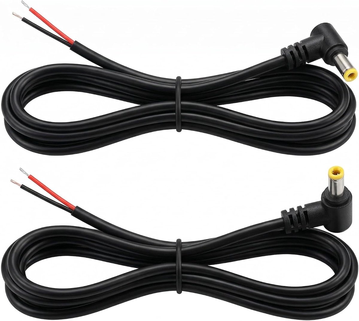 2 stuks stroomkabel, DC-stekker naar blanke draad, 90 graden, DC-stekker 5,5 x 2,5 mm, puur koper, 1 meter, voor - ShopVlot