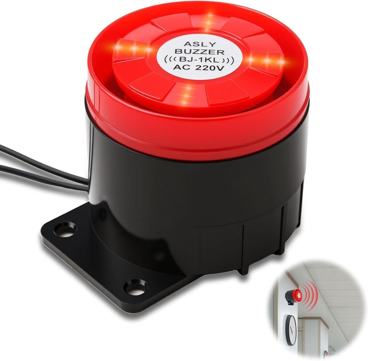 Outdoor Siren, 220 V, 120 dB, Home Security Alarm System with High Decibel, Red Flashing Home Alarm to Ensure Home - ShopVlot