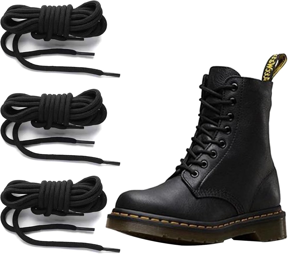 3 pairs of round laces, diameter approx. 4 mm, extremely tear-resistant, boots shoelaces, 120 cm - ShopVlot