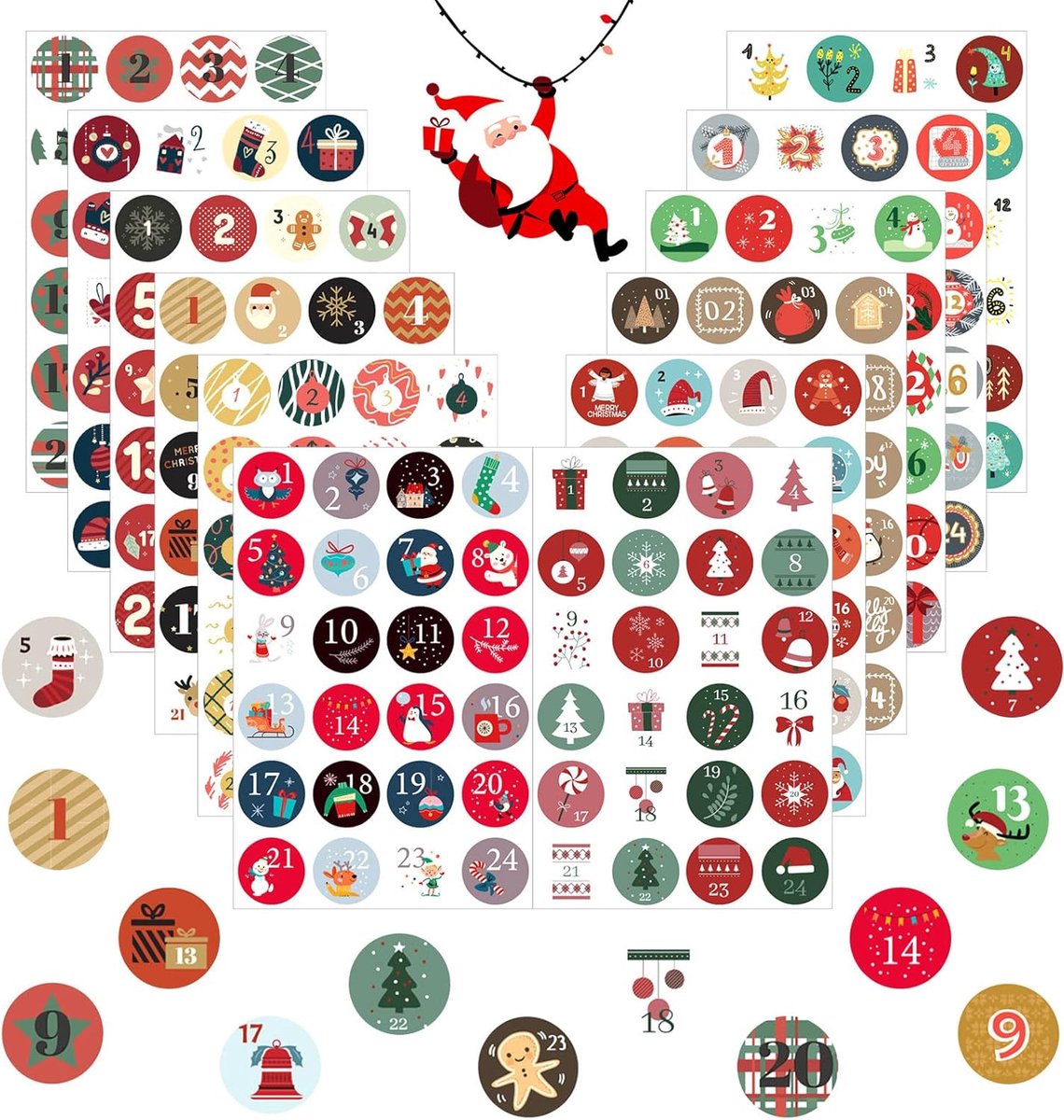 12 x 24 Advent Calendar Number Stickers (Numbers 1 - 24), Stick Advent Calendar Numbers Labels, Self-Adhesive - ShopVlot