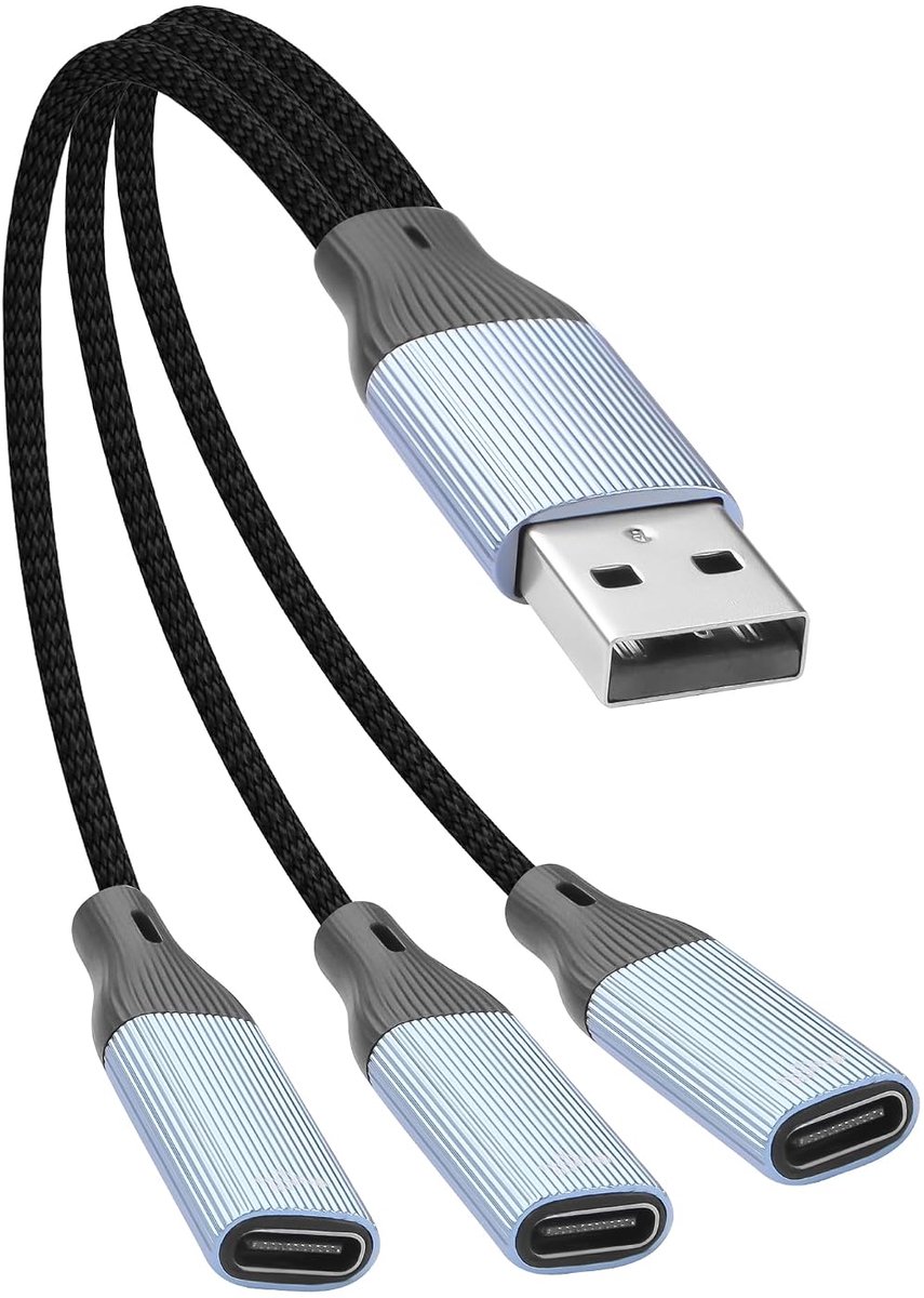 1-to-3 USB-C splitter cable, USB 2.0 to USB type C multiport data cable, supports charging and data transfer of - ShopVlot