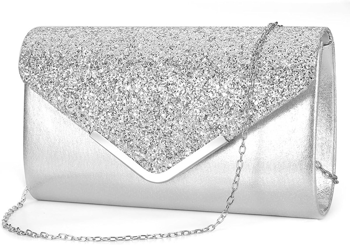 Clutch voor dames - glanzende pailletten - afneembare schouderriem - perfect voor feesten - ShopVlot