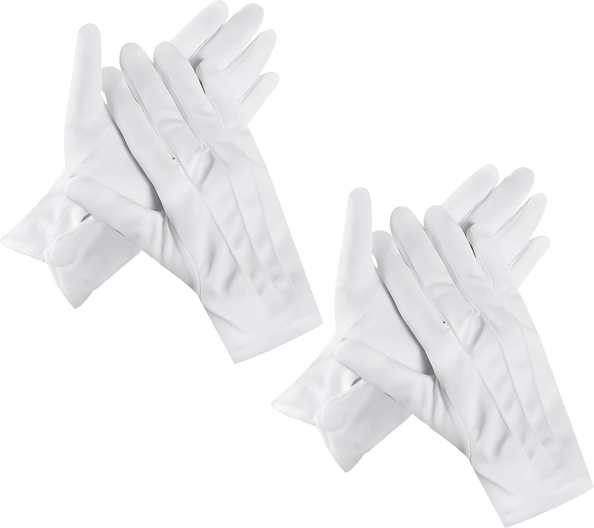 Witte handschoenen voor heren en dames - elegante stof - 3 decoratieve naden - kostuumaccessoire voor parade - ShopVlot