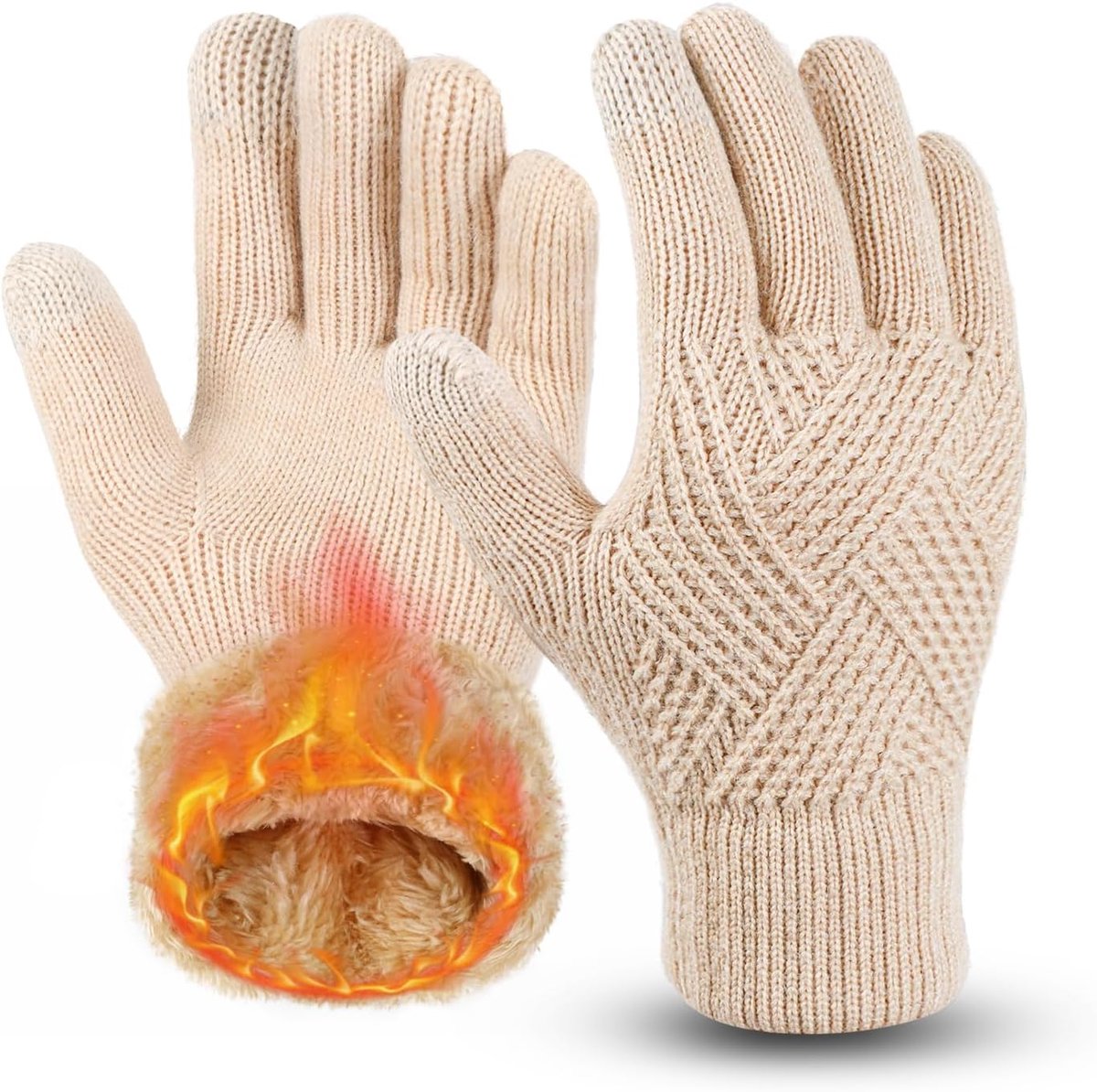 Winterhandschoenen voor heren en dames - gebreid - met touchscreen - comfortabel voor hardlopen - ShopVlot