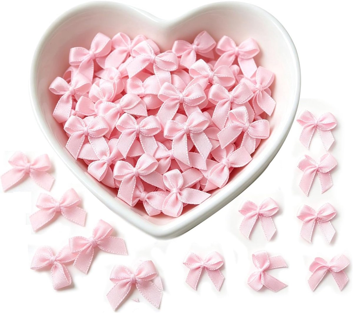 Mini-decoratieve strikken 2,5 cm - roze satijn - 120 stuks - perfect voor bruiloft en verjaardag - ShopVlot