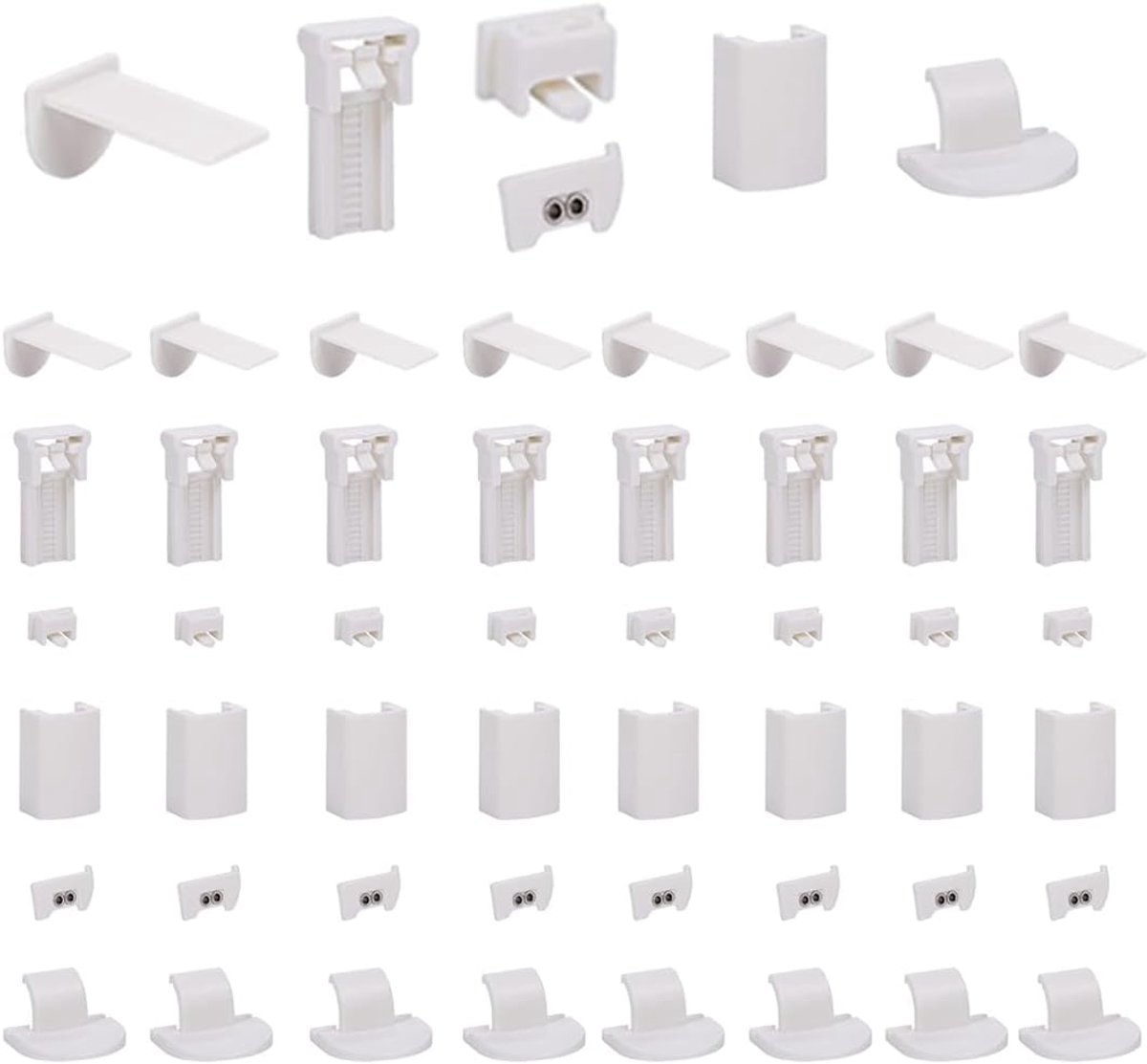 Klembeugels set van 8 - 48 mm zelfklevend - zonder boren - voor pleated gordijnen - ShopVlot