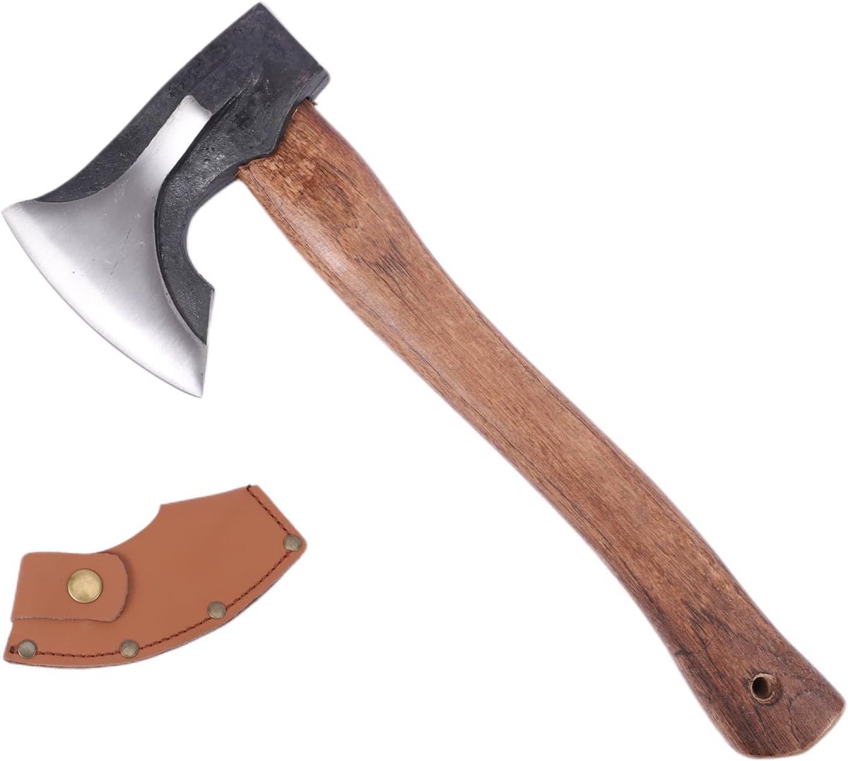 Bijl voor buiten 34 cm - handbijl van koolstofstaal - houten handvat - ideaal voor houtsnijden - ShopVlot