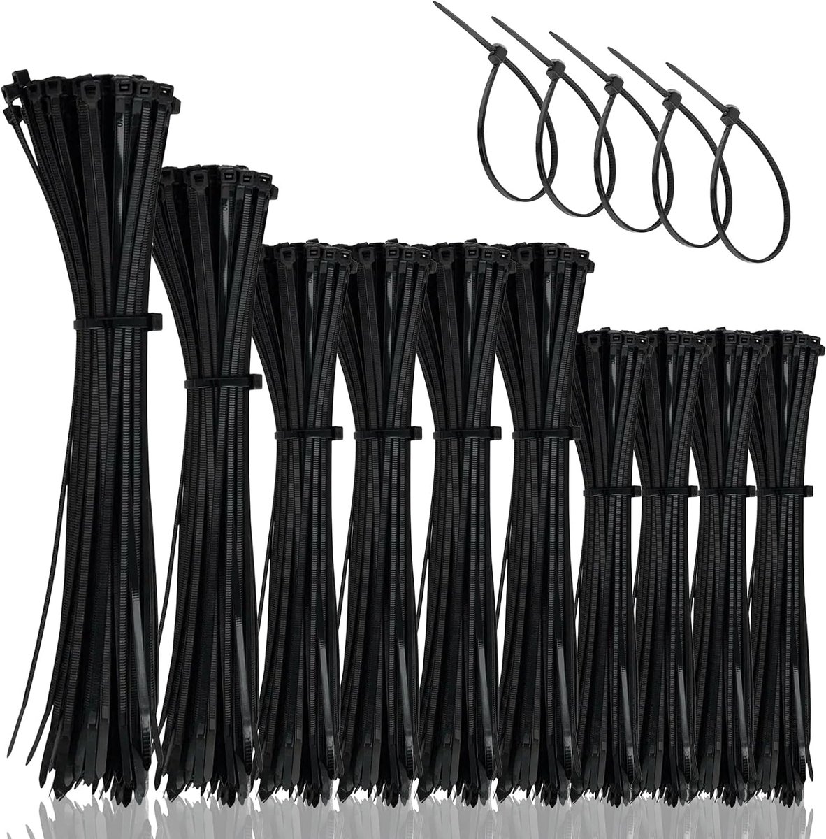 Kabelbinders 1200 stuks - UV- en hittebestendig nylon - 4 maten - ideaal voor kabelbeheer - ShopVlot