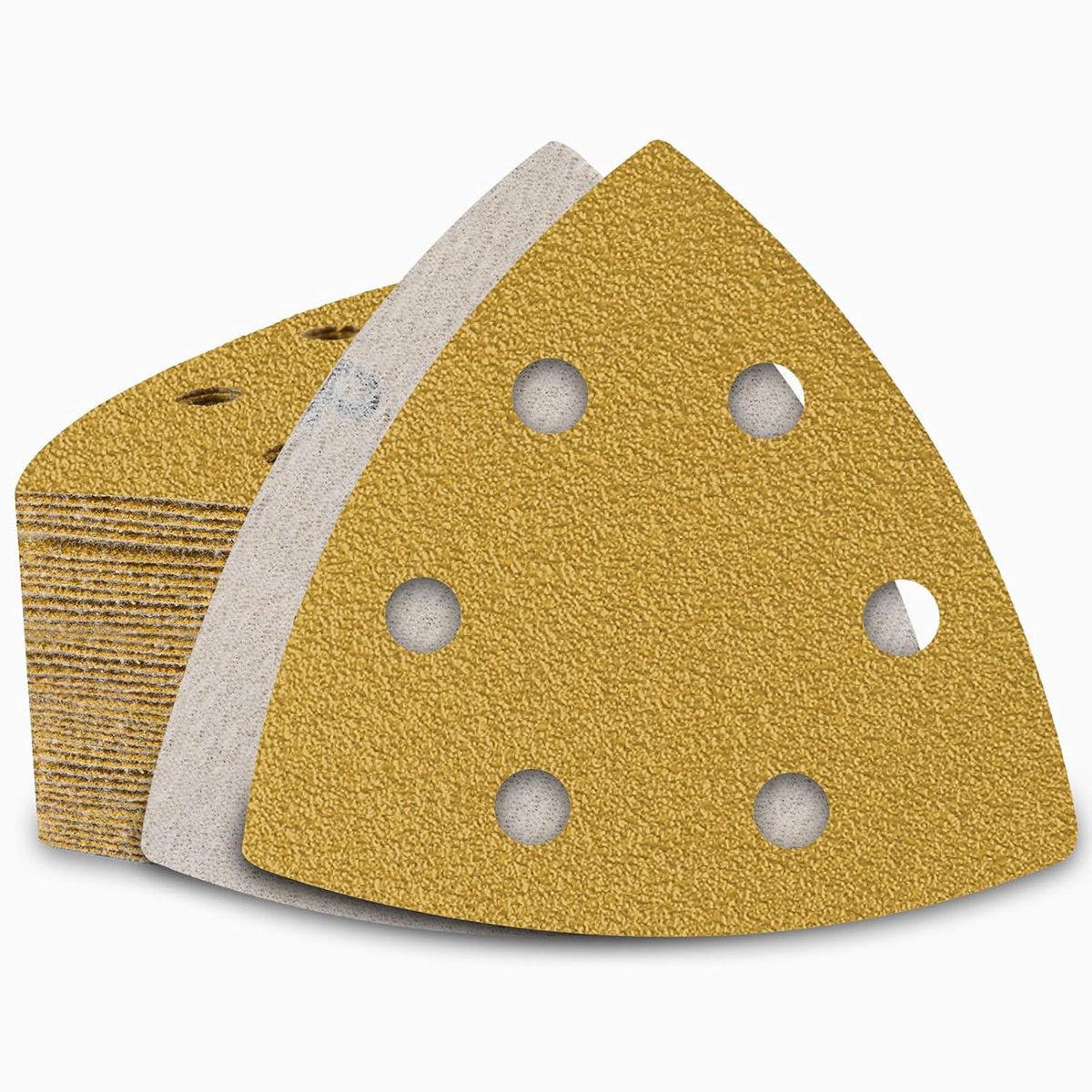 40 Sheets Delta Sanding Triangles, 93 x 93 x 93 mm, 6 Holes, 40 Grit, Triangular Sandpaper for Grinding and Polishing - ShopVlot