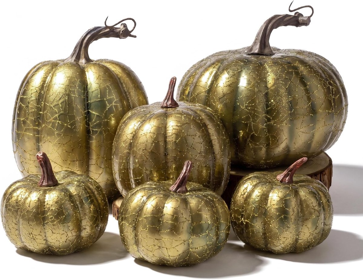 6Pcs Simulation Fake Pumpkin Crack Artificial Realistic Halloween Thanksgiving Autumn Decoration Kitchen Vegetable - ShopVlot