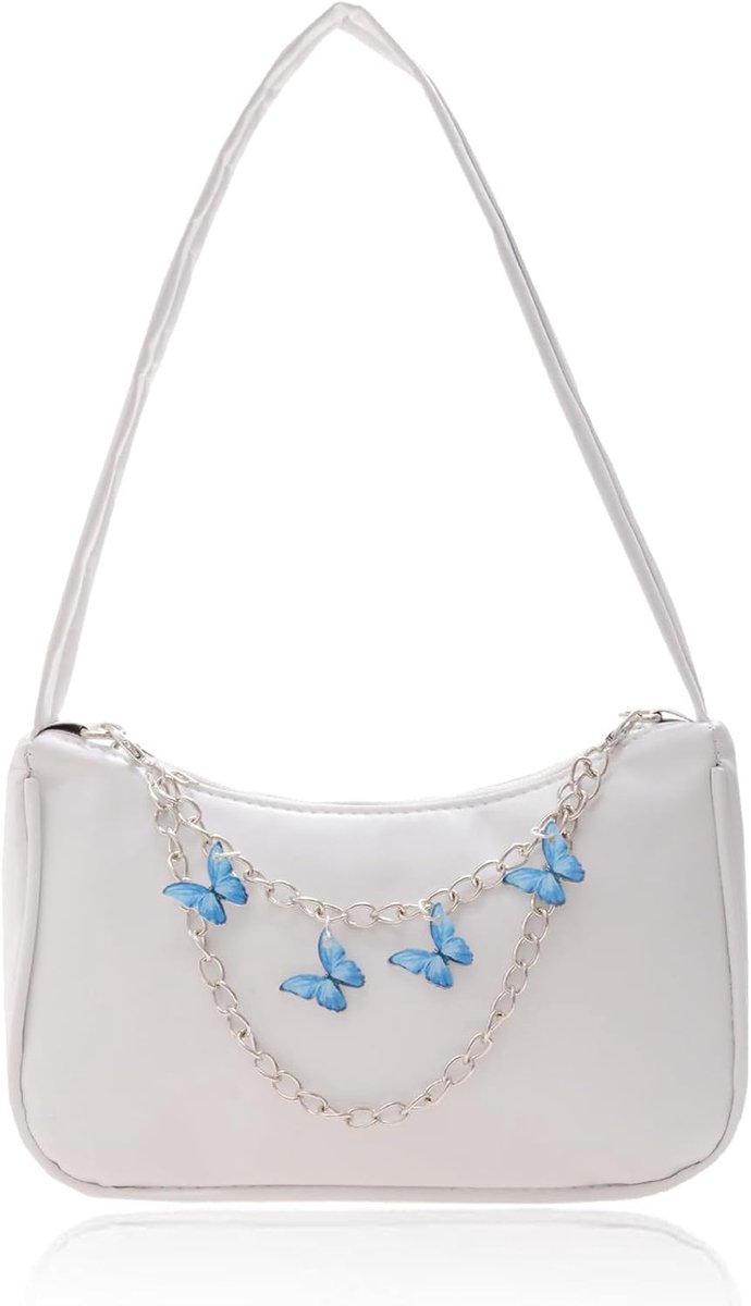 Underarm Bag with Zip, Mini Handbag for Teenage Girls, White, Fashionable Casual Bag, Cool Bag, Fashionable and - ShopVlot