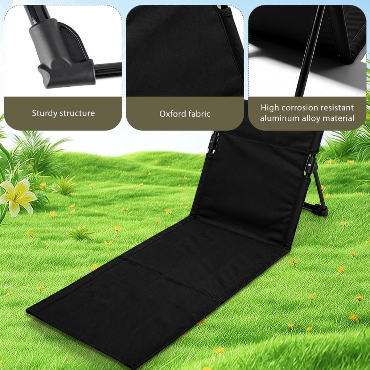 Comfortabele Zitkussen voor Buiten, Opvouwbare Strandstoel met Rugleuning, Ideaal voor Picknicken, Vissen en Kamperen