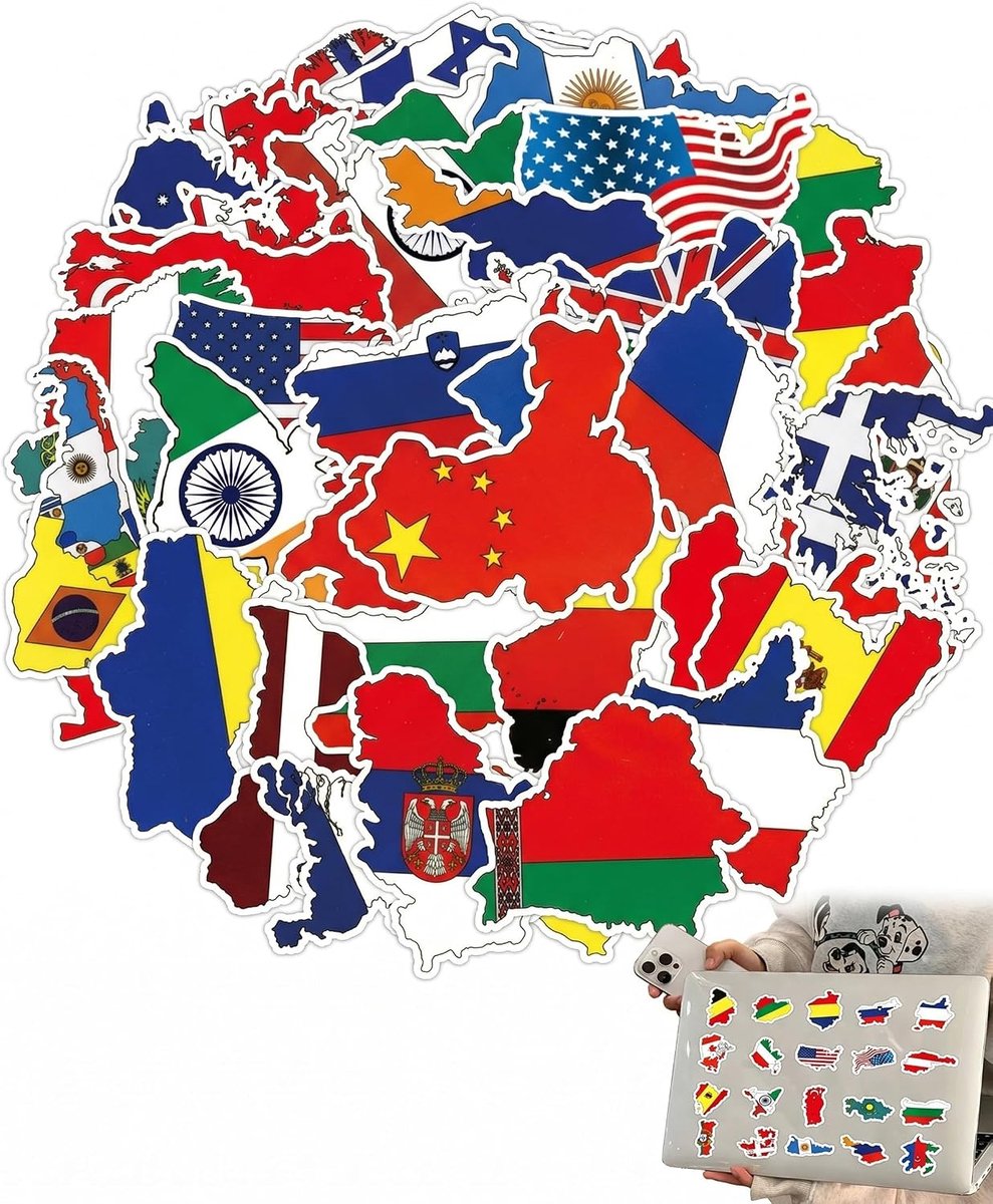 50 stuks papieren wereldkaartstickers - Unieke reisdecoratie voor laptop, dagboek, planner. Ideaal voor verkennen - ShopVlot