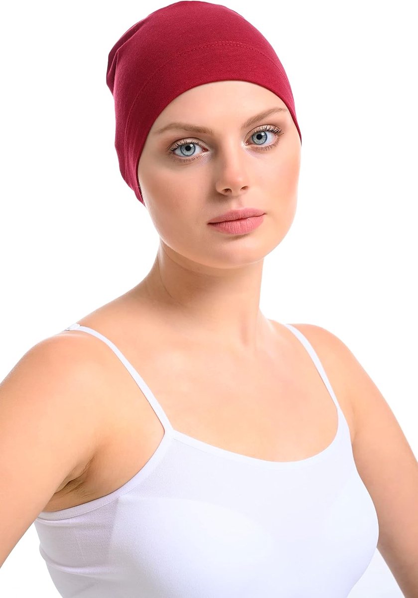 Bamboo And Cotton Cap For Chemo, Hair Loss Sleep Cap, Bordeaux, One Size - ShopVlot