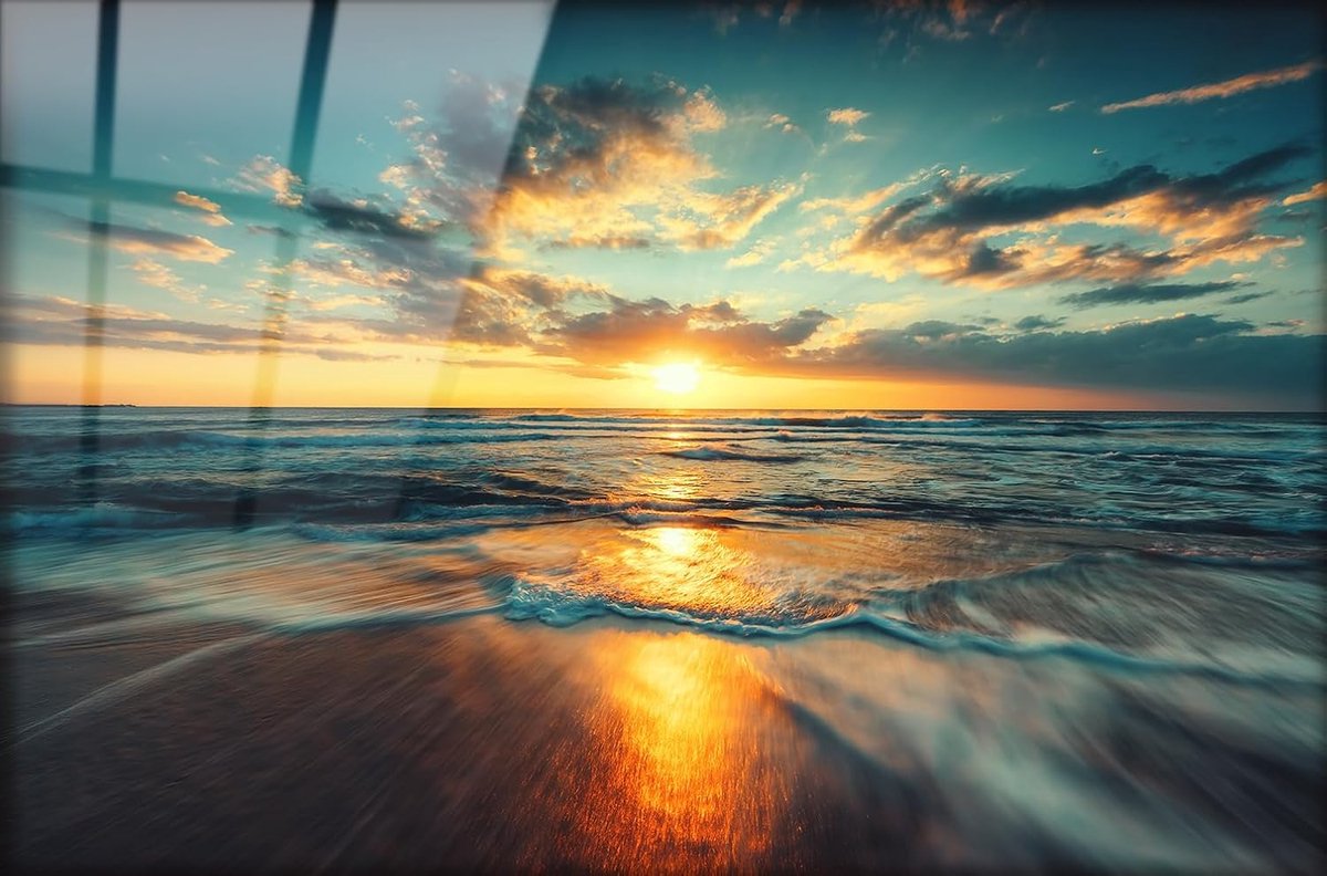 AREDE Wall Picture Direct Print on Acrylic Glass, Plexiglas, 60 x 40 cm, Cloudy Sea Landscape, High-Quality Art Print - ShopVlot