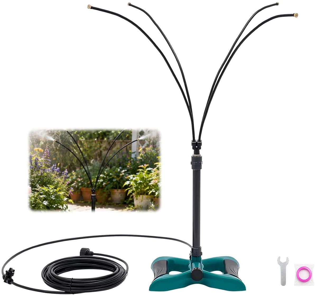 10 m vrijstaand nevelsysteem - terras en tuin - effectieve koeling voor mensen, dieren en planten, ideaal voor zwembad - ShopVlot