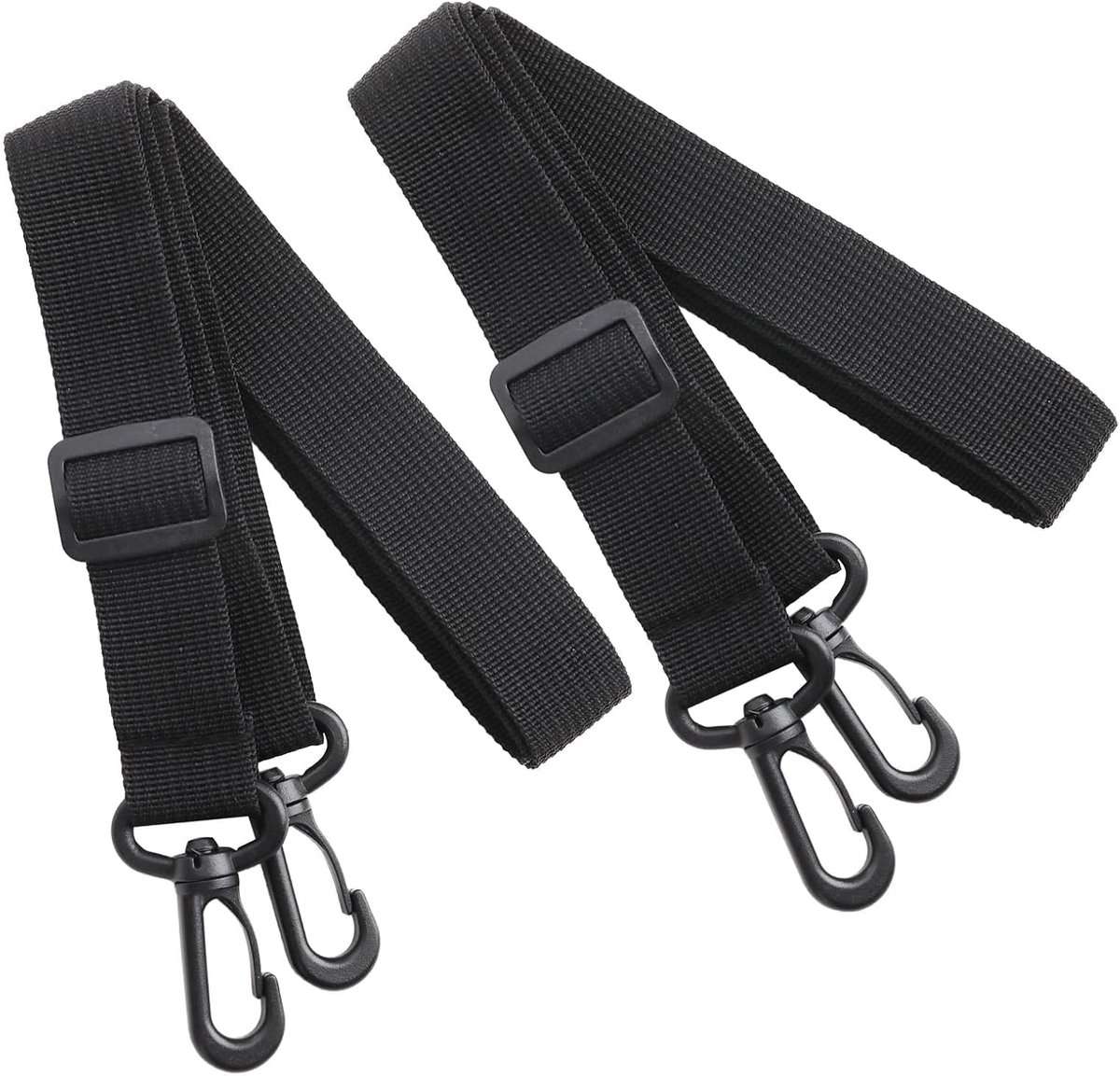 2 Adjustable Nylon Shoulder Straps with Carabiner and Hook for Gym Bags & More, Black, Comfortable and Universal - ShopVlot