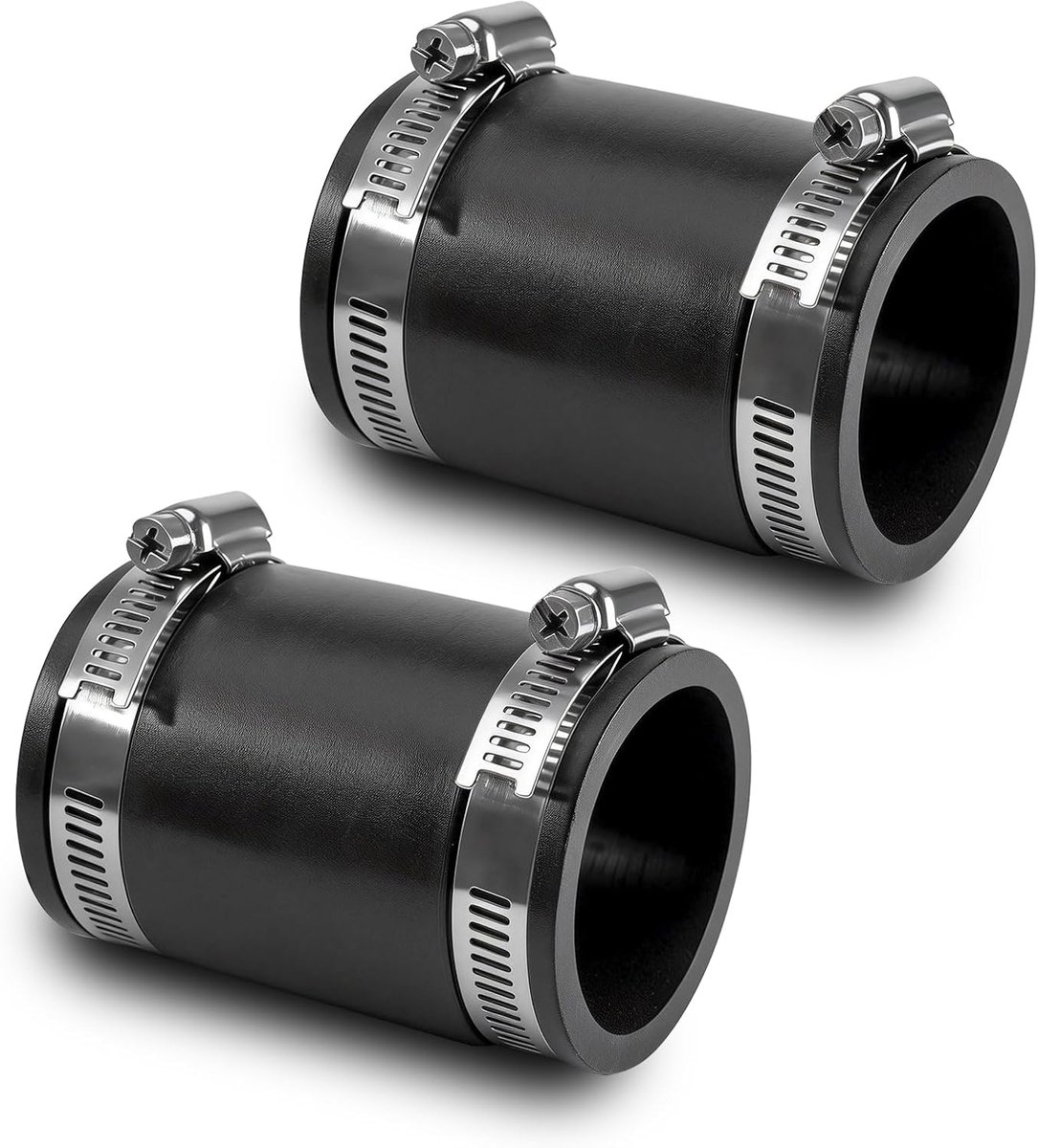 2 pcs flexible rubber, cuff connectors with 4 stainless steel clamps, rubber pipe connector, elastomer flexible - ShopVlot
