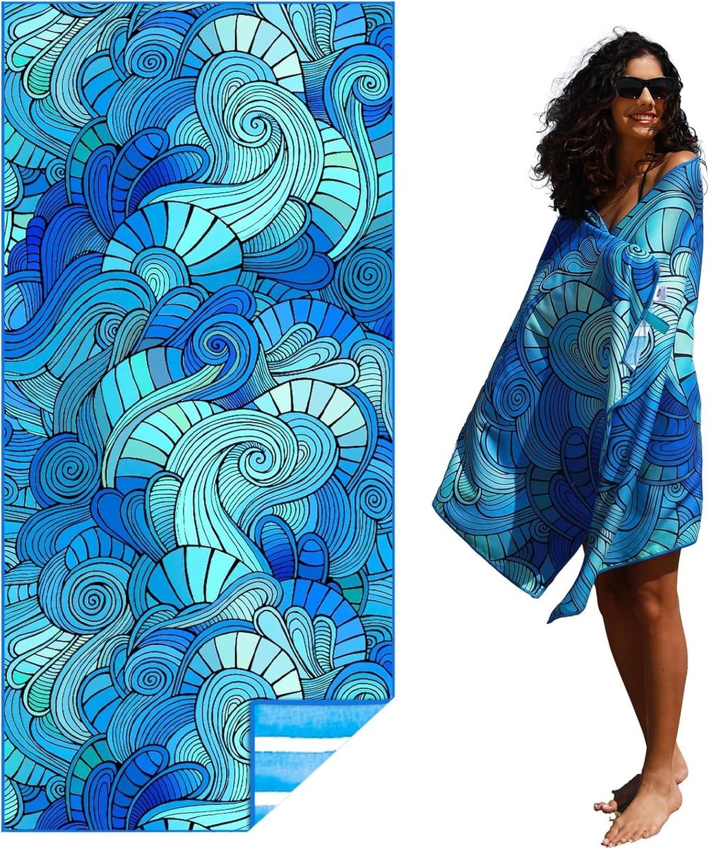 Strandhanddoek microvezel handdoeken strandhanddoeken handdoek sportschool groot XXL zandbescherming heren dames - ShopVlot