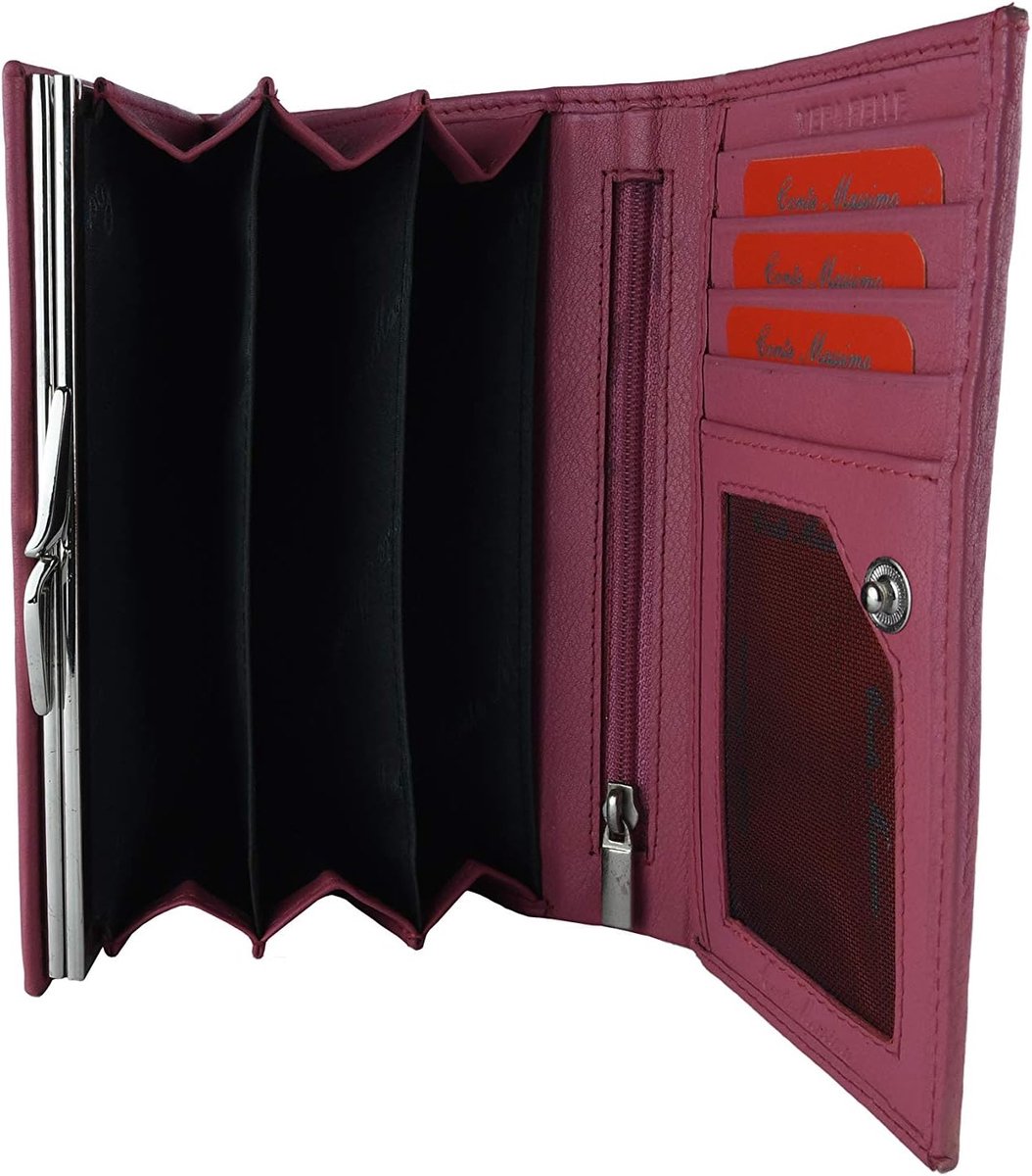 CONTE Maxmo Women's Genuine Leather Wallet with Card Compartment and Wallet, Fuxia 14 - ShopVlot