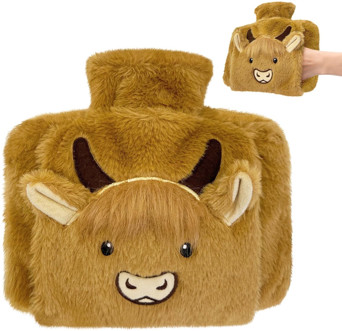 Solidchoice - Fluffy Warmwaterkruik met Dierlijk Motief 1L