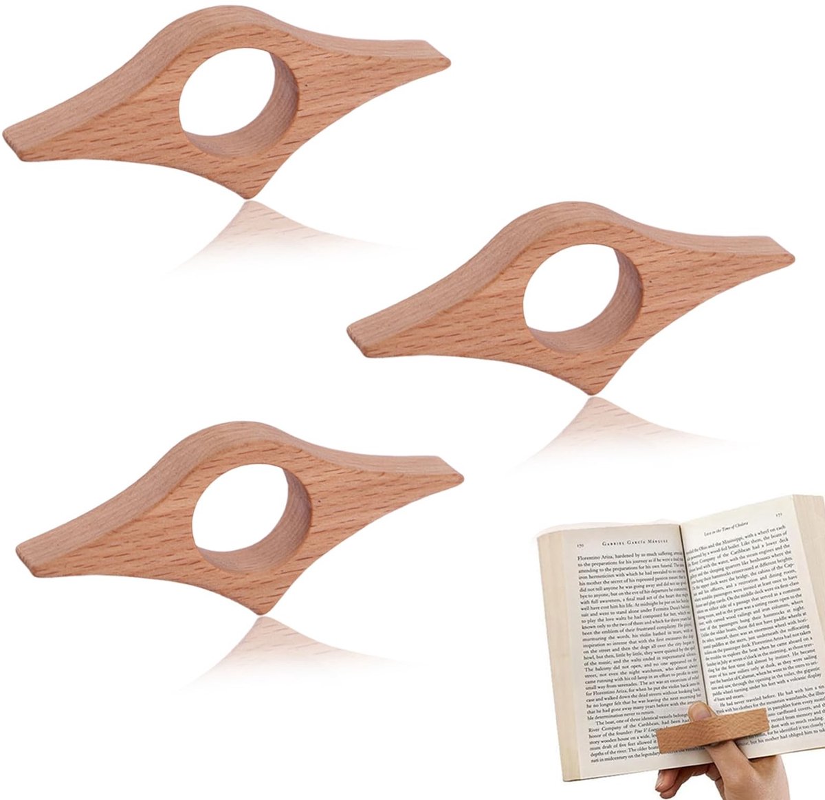 Solidchoice - 4 Stuks Boekenleggers met Duimring voor Creatieve Lezers