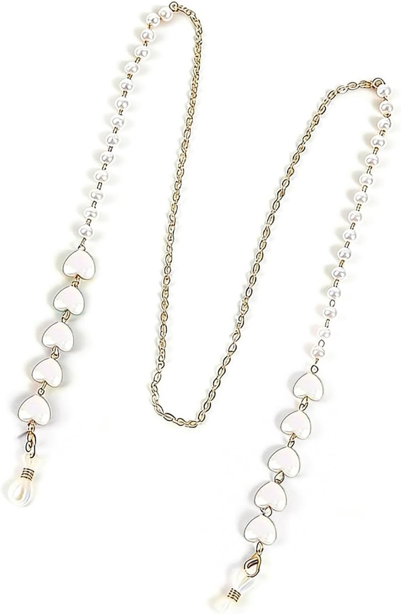 Brilketting met hartvormige kralen - verstelbare lussen - stijlvolle parelketting - voor dagelijks gebruik - ShopVlot
