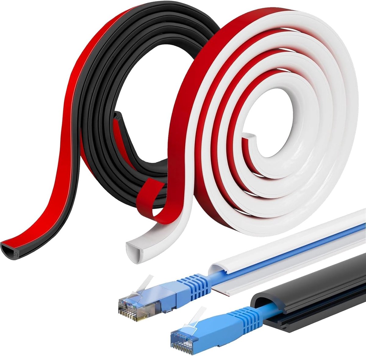 Kabelgoot zelfklevend 3 meter - wit en zwart - geschikt voor muur en vloer - netjes kabels wegwerken - ShopVlot