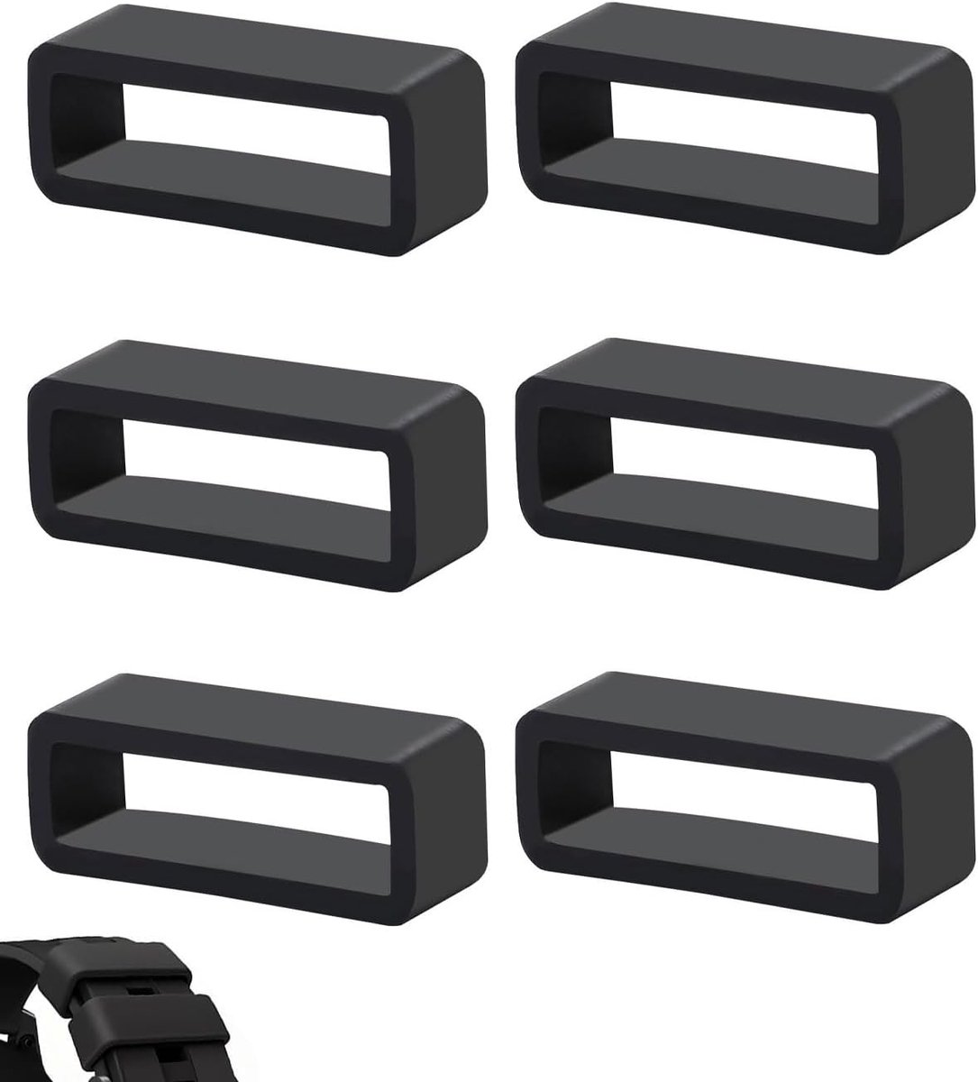 Silicone horlogeband houder 6 stuks - zwart - met positioneringsstift - ideaal voor sporthorloges - ShopVlot
