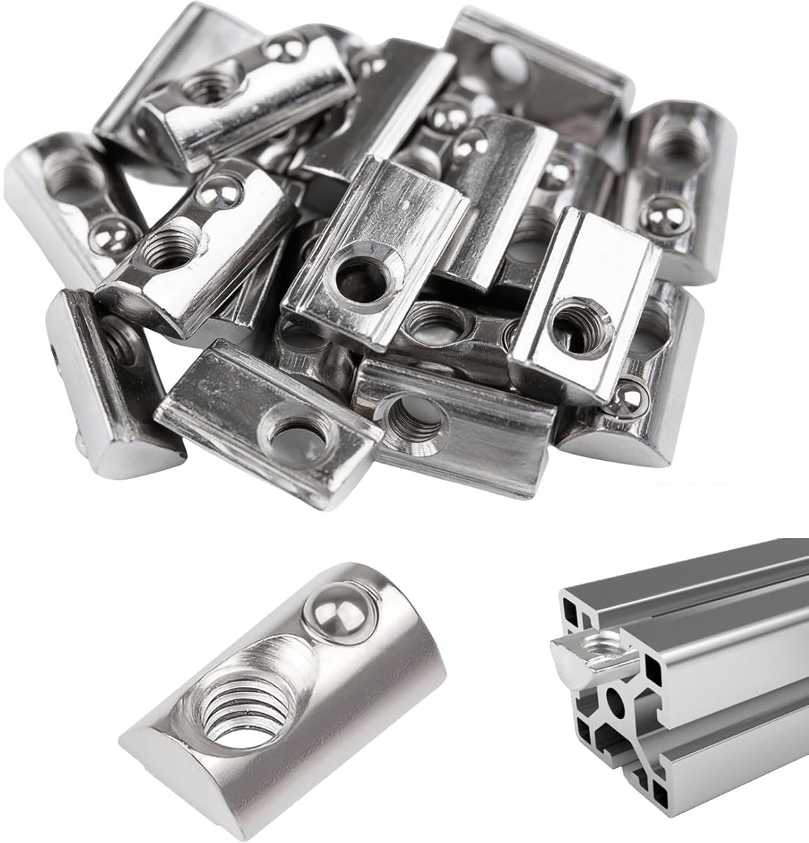 T-nut M5 - 40 stuks - Hoogwaardig staal - Geschikt voor aluminium C-profiel - ShopVlot