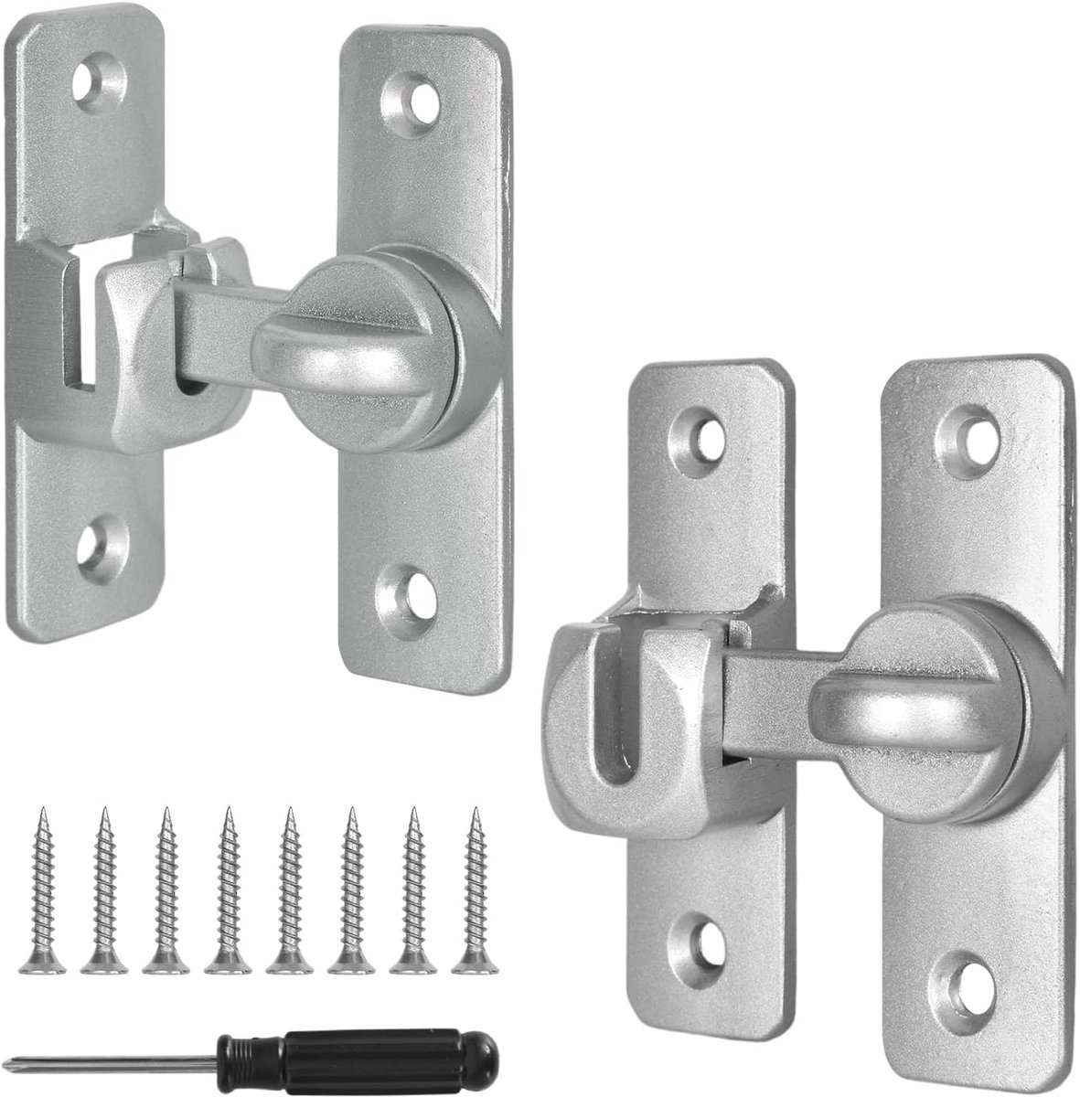 Schuifdeurslot 2 stuks - Aluminiumlegering - Roestbestendig - Veilig voor badkamer en toilet - ShopVlot