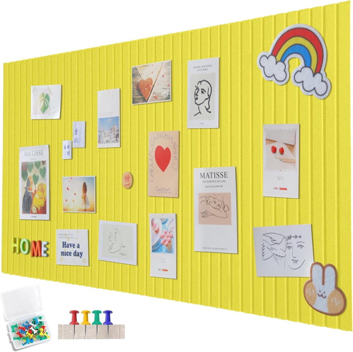 Pinbord 90 x 60 cm - Decoratieve kurkbord - Vouwbaar met zelfklevende tape - Creatieve inspiratie muur - ShopVlot