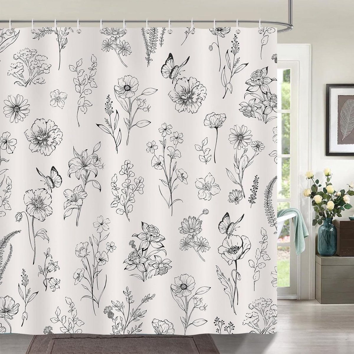 Douchegordijn 180x180cm - Vintage polyester - Waterdicht en schimmelbestendig - Creëer een rustieke sfeer - ShopVlot