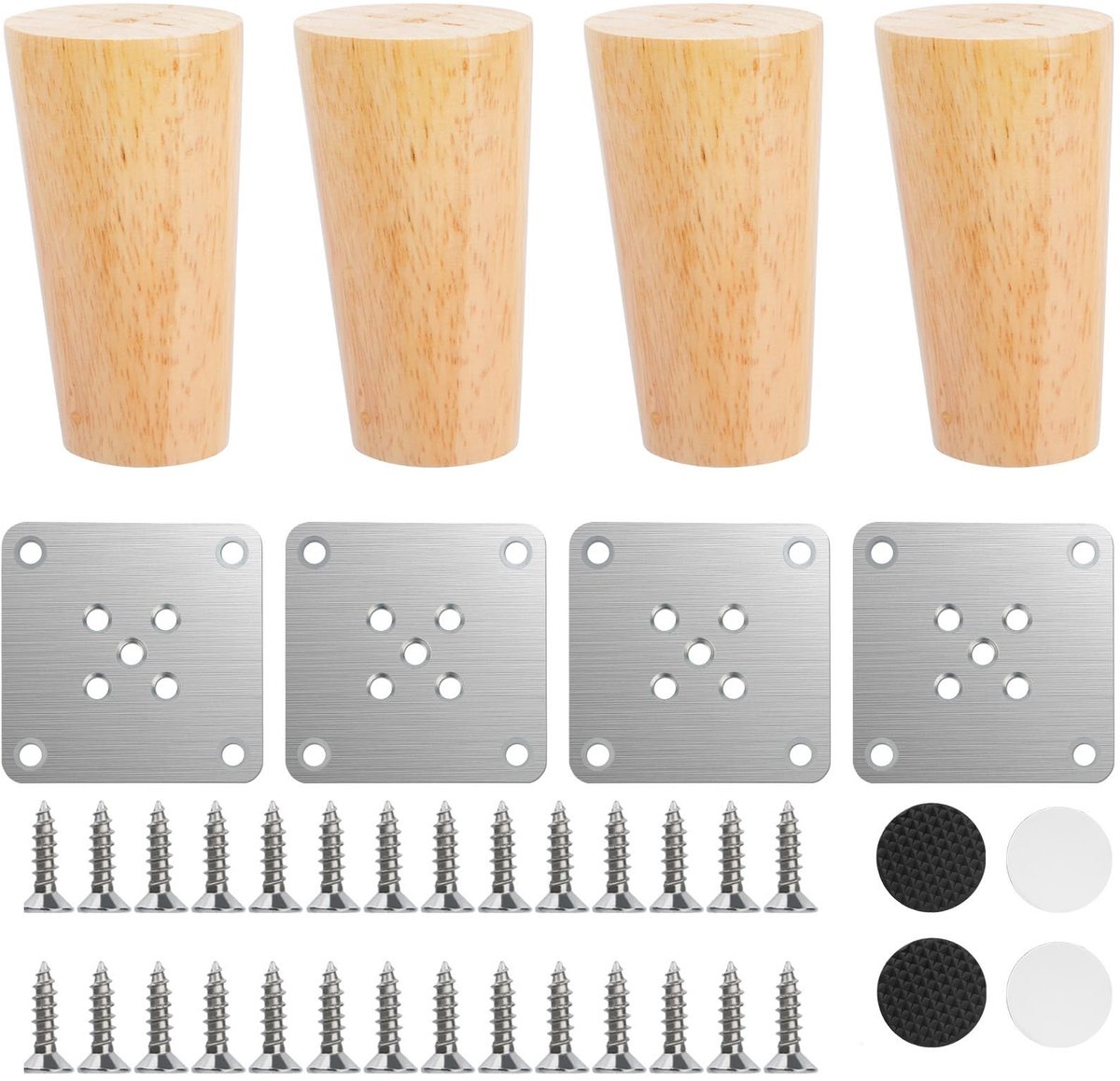 Solidchoice - Set van 4 Houten Meubelpoten voor Meubels en Kasten
