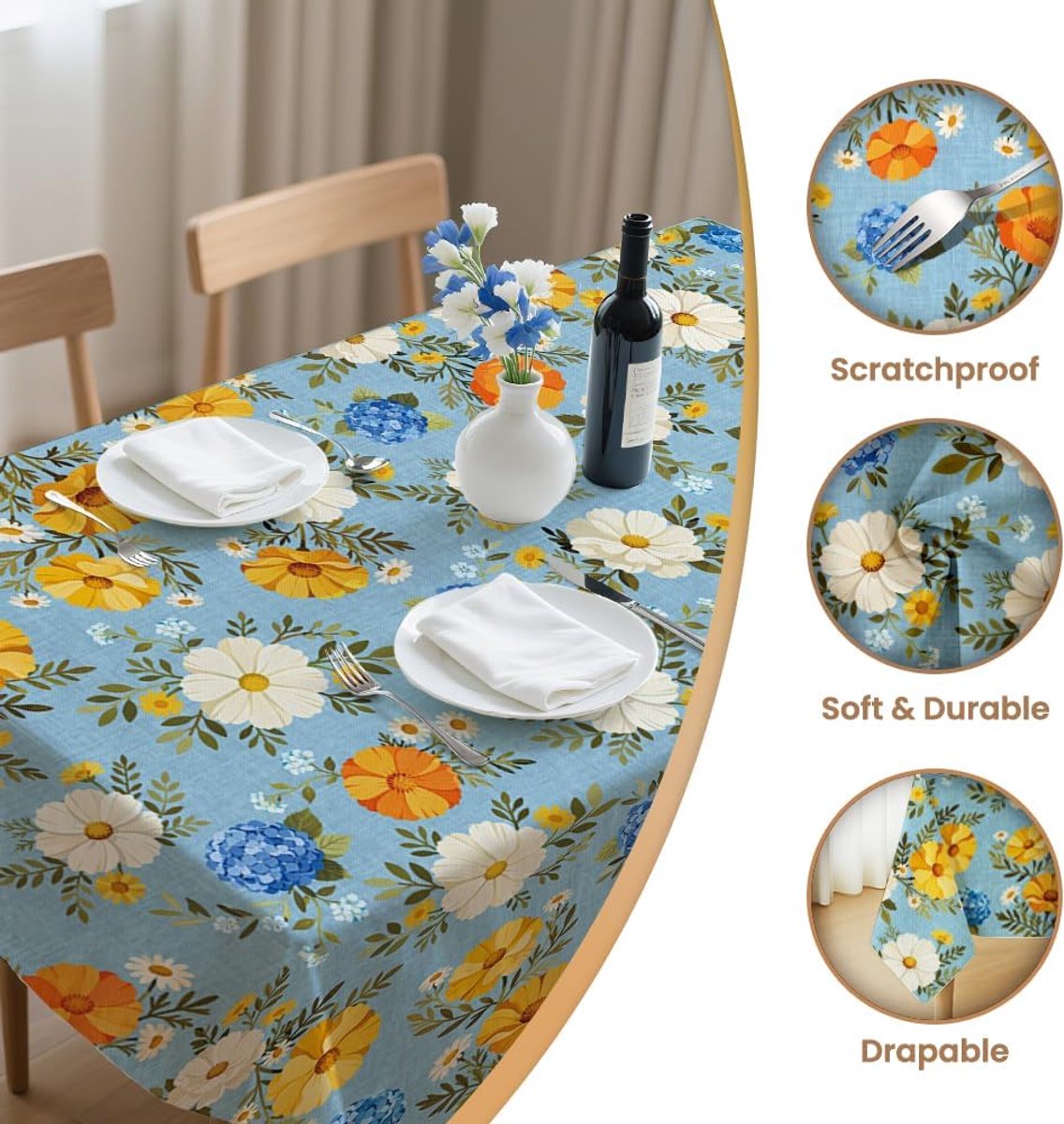 Rechthoekig tafelkleed 84 x 60 inch - waterdicht polyester - vlekbestendig en kreukvrij - ideaal voor diner - ShopVlot