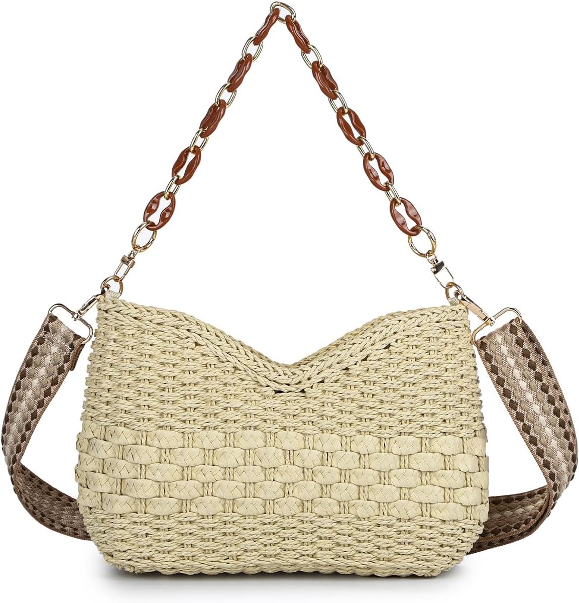 Crossbodytas - geweven stro - chic design - perfect voor de zomer - ShopVlot