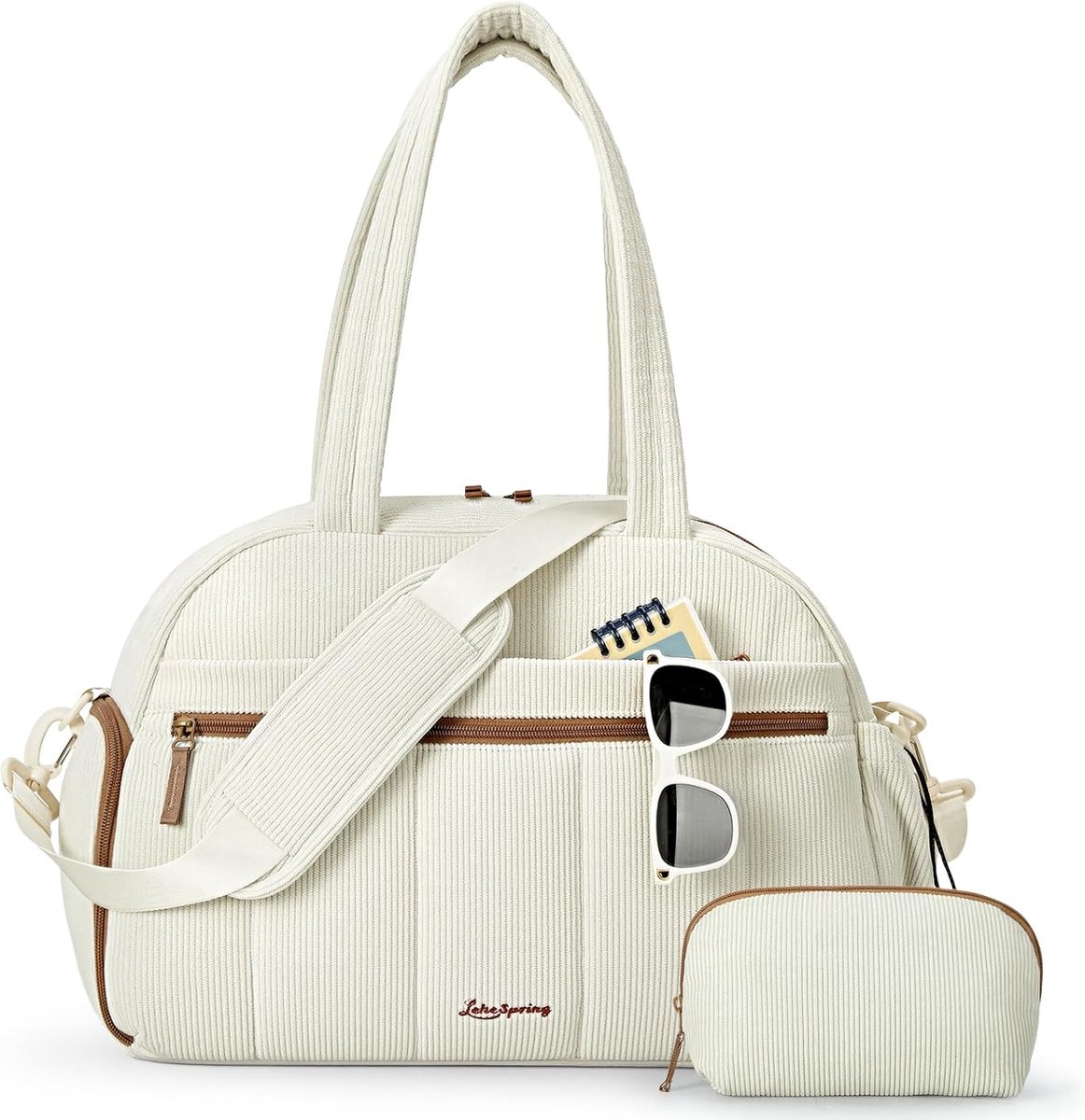 Reisbagage M - Corduroy - Beige - Ideaal voor een weekendje weg - ShopVlot