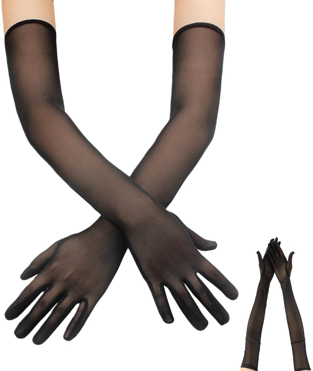 Solidchoice - Tulle Handschoenen voor Dames, Lange Net Handschoenen