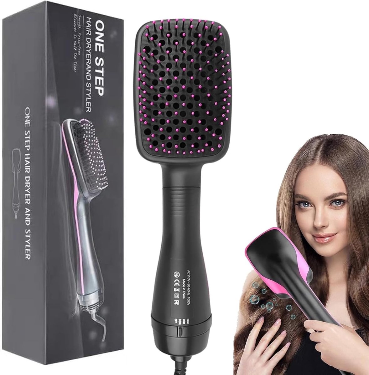 Hair Dryer Brush, 3-in-1 Hot Air Brush of Negative Ions, Straightening Comb, Suitable for All Hair Types, Can Smooth - ShopVlot