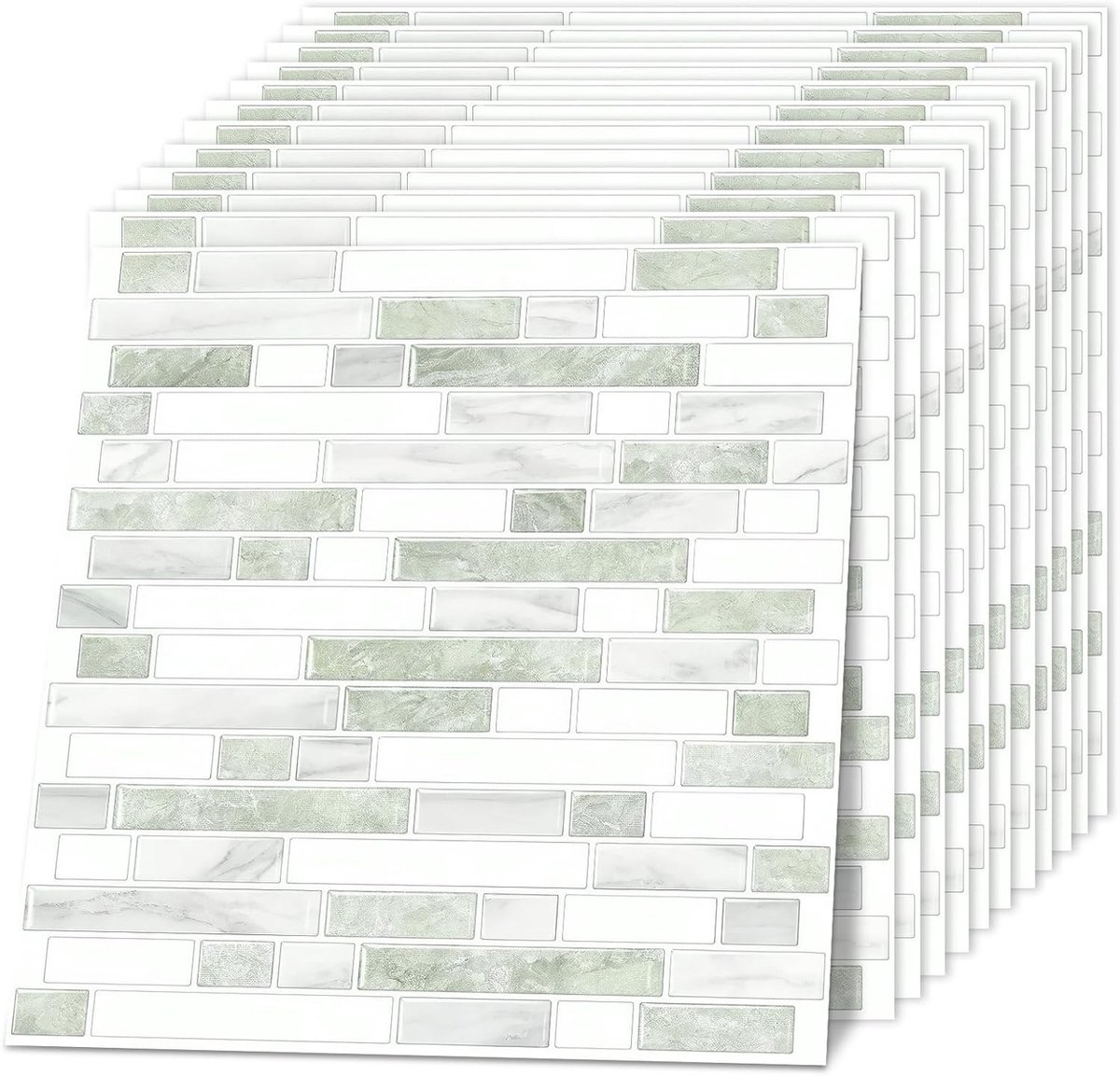 Zelfklevende Wandtegels - Groen - 30,5 x 30,5 cm - Premium PU+PET - Voor Keuken en Badkamer