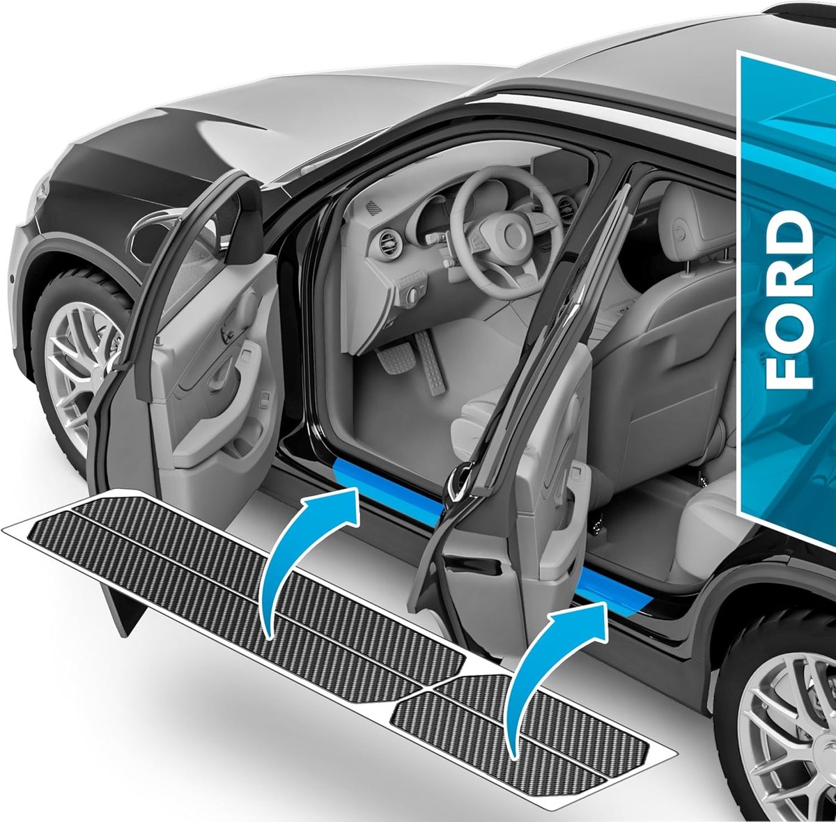 uProtect Car Sill Protection for Ford Kuga 3 (III) I 2019-2026 Paint Protection Film Door Sill Protection Film Car - ShopVlot