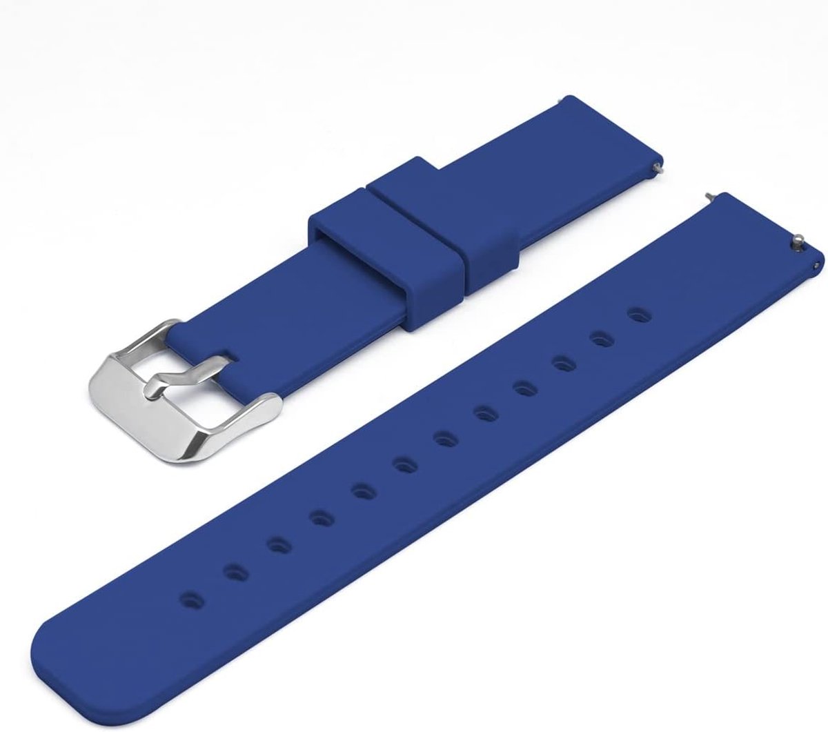 0501 Silicone Watch Bands, 20mm, Silver, Dark Blue - ShopVlot