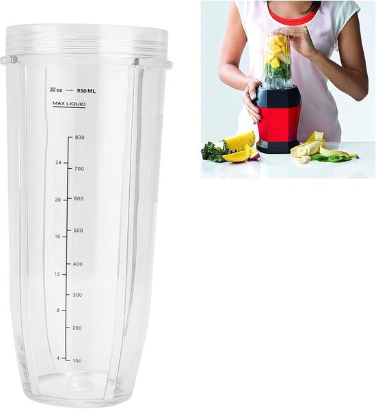 Blender Beker - Reservebeker Mixbeker - Smoothies Maken - Extra Brede Mond - 950 ml - Transparant van Blender — afbeelding 5
