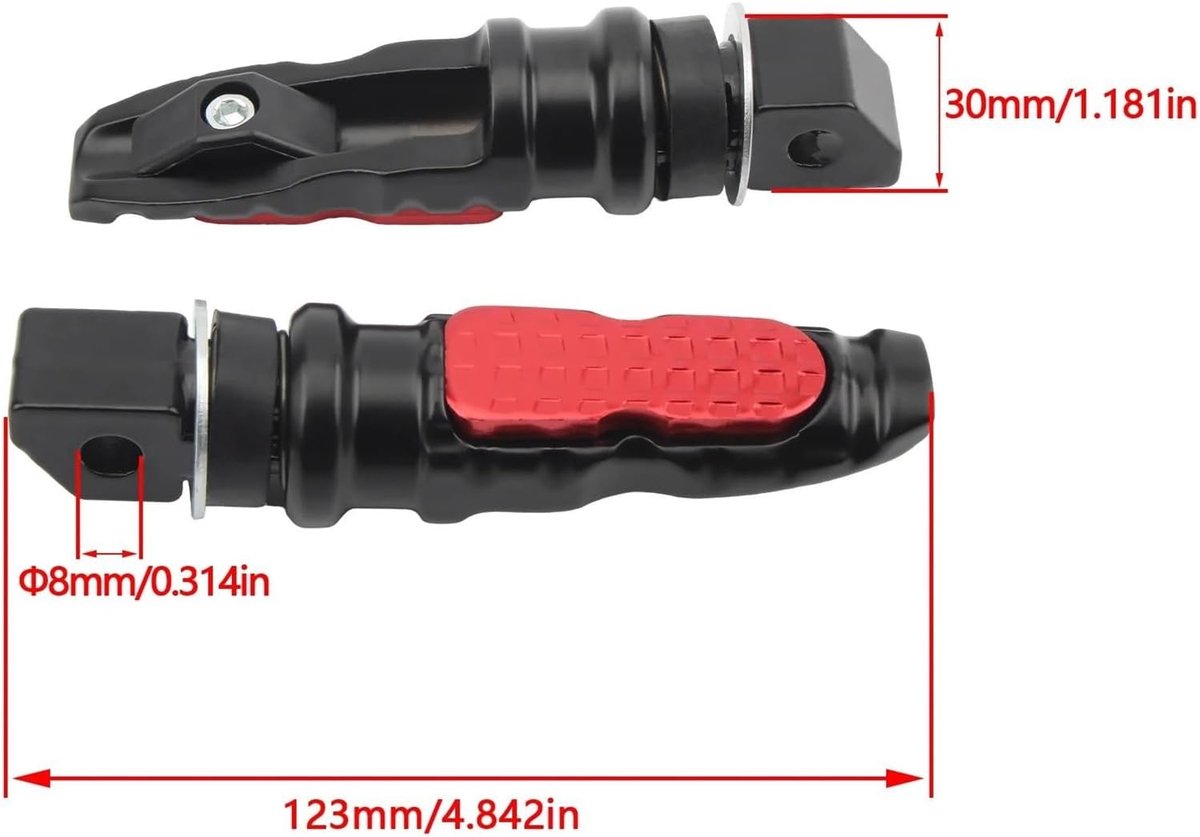 Motorfiets Voetsteunen - Motorpedalen Scooter - Verhoogde Grip - Antislip Structuur - 8MM - Zilver