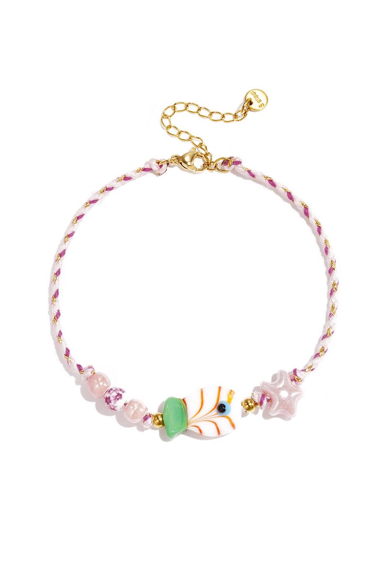 Bijoutheek Enkelsieraad Summer Vibe Touw Kralen Vis Roze