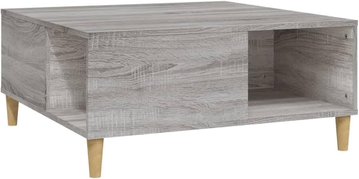 Salontafel - Bijzettafel - Woonkamer Decoratie - Met Opbergvakken - 80x80 cm - Grijs
