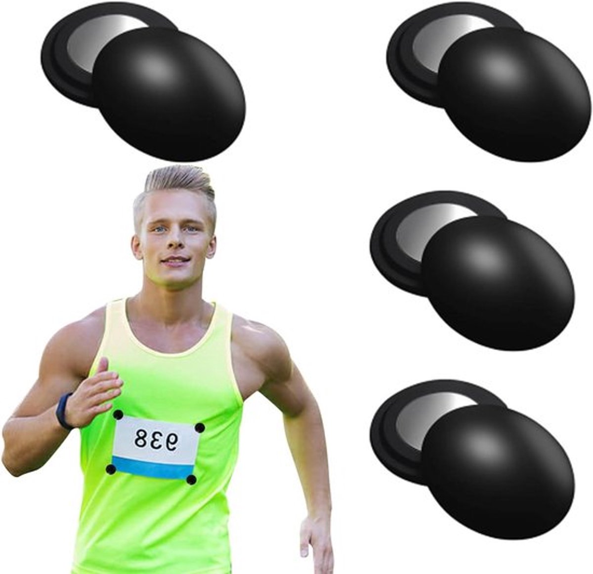 Allecto Plus - Magnetische race-slabbetjeshouders en startnummerhouder voor