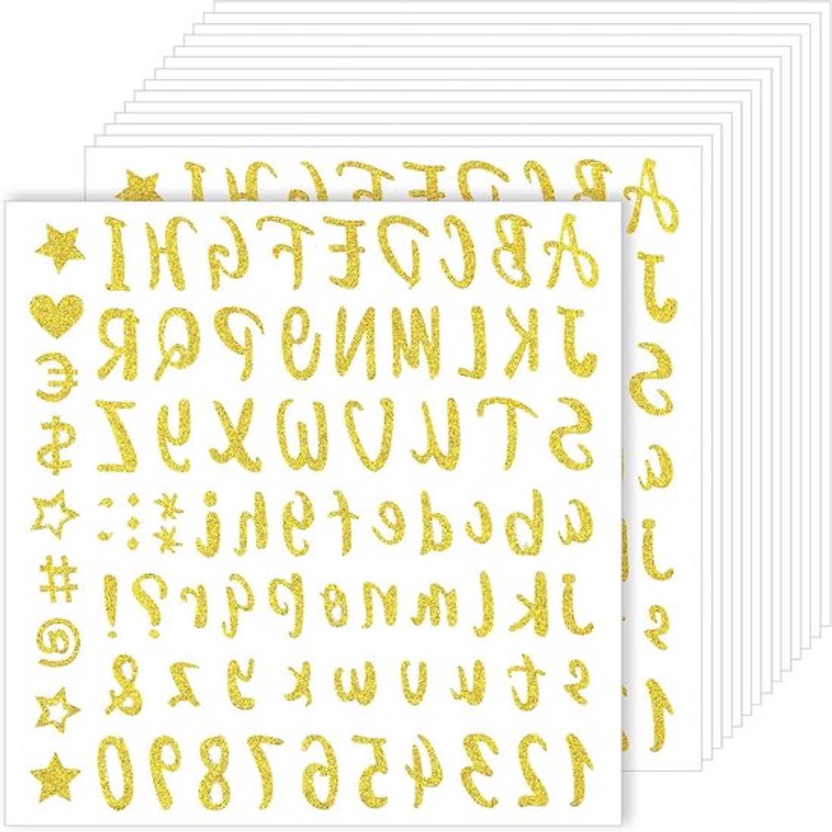 Zelfklevende gouden letterstickers 1215 stukken - Allecto Plus