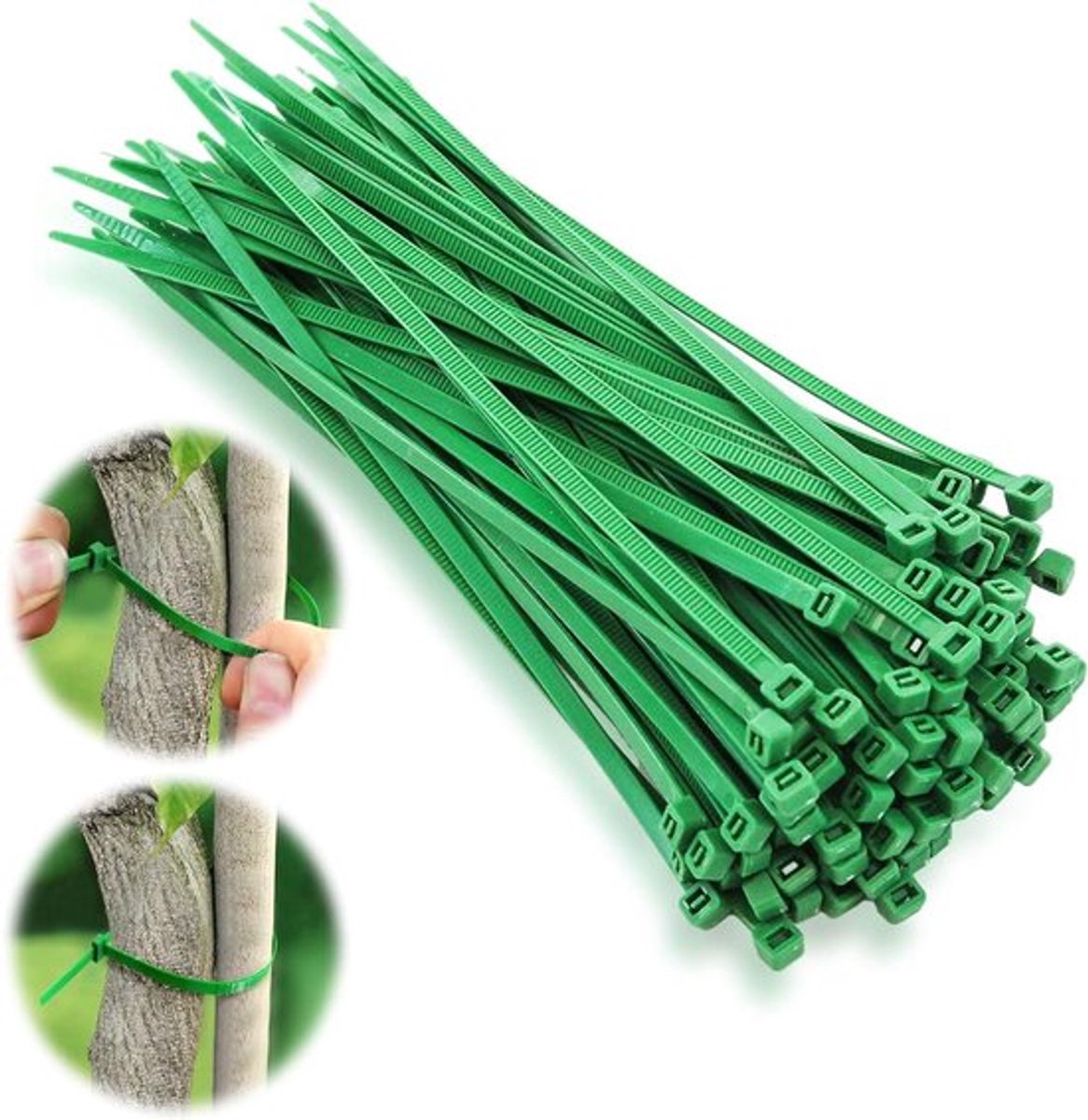 Inovra Plus - Groene Kabelbinders voor Tuinplanten - 100 stuks - Zelfborgend en