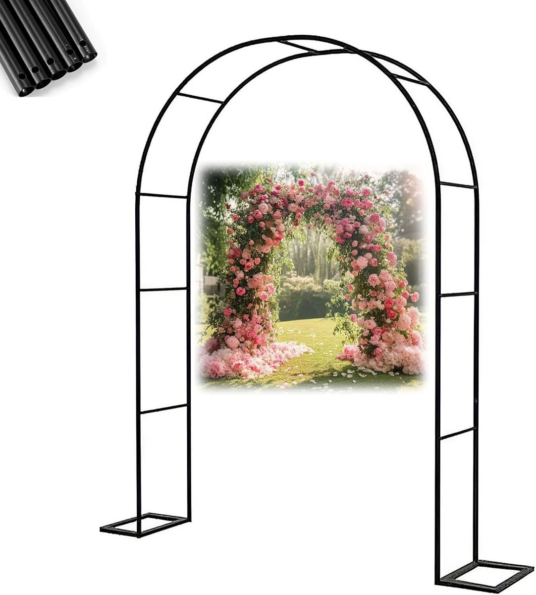 Metalen Tuinboog - Plantensteun - Decoratie Creëren - Verstelbare Breedte - 39 x 22 m - Zwart